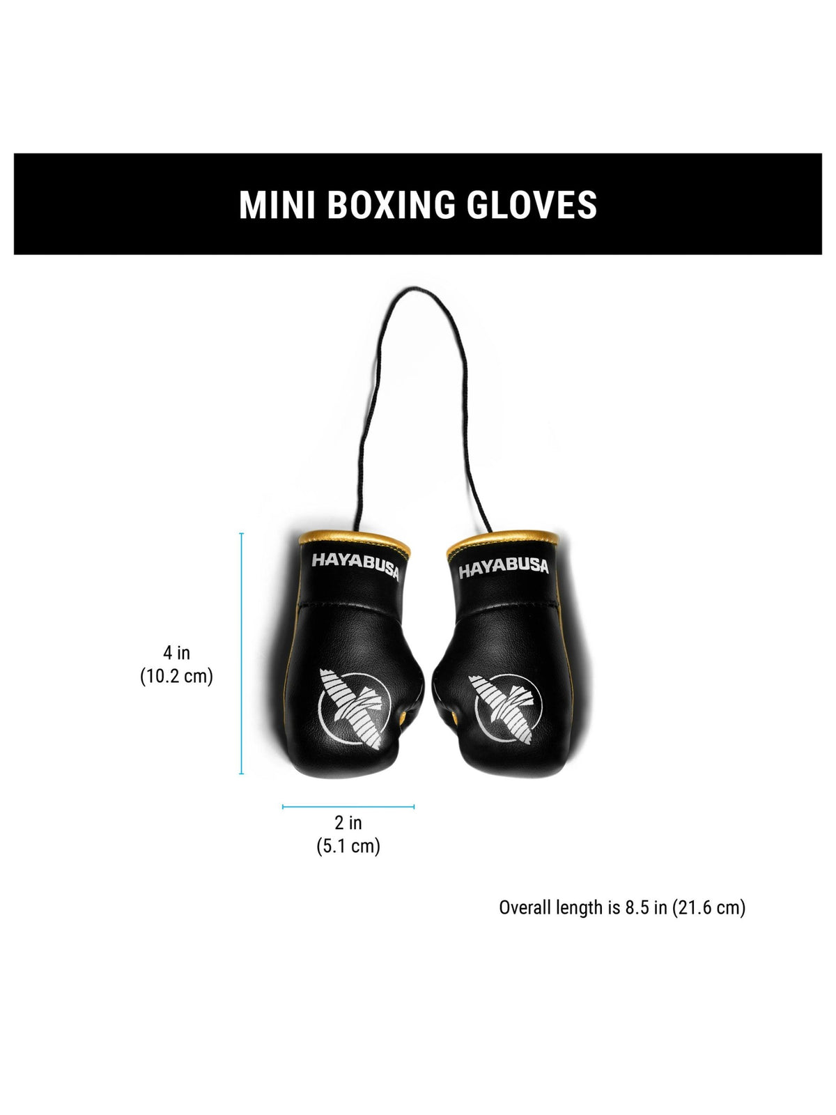 Hayabusa Mini Boxing Gloves, black/gold, size chart
