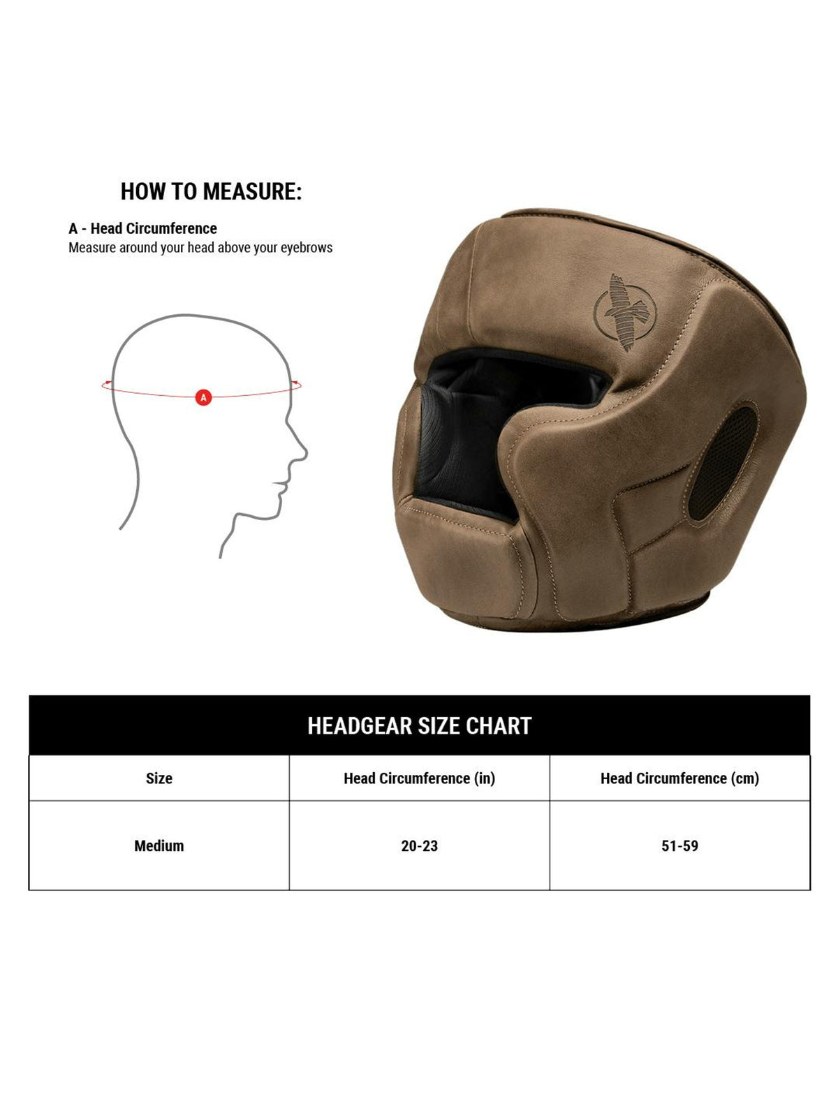 Hayabusa T3 LX Headgear, vintage, size chart