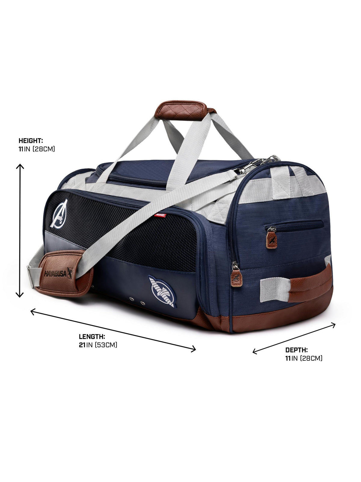 Marvel's Captain America Duffle Bag, blue/white, size chart