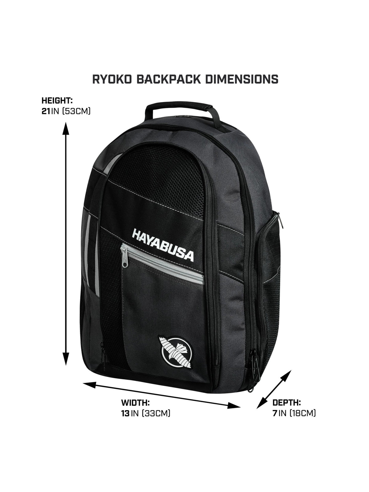 Ryoko Backpack, black, size chart
