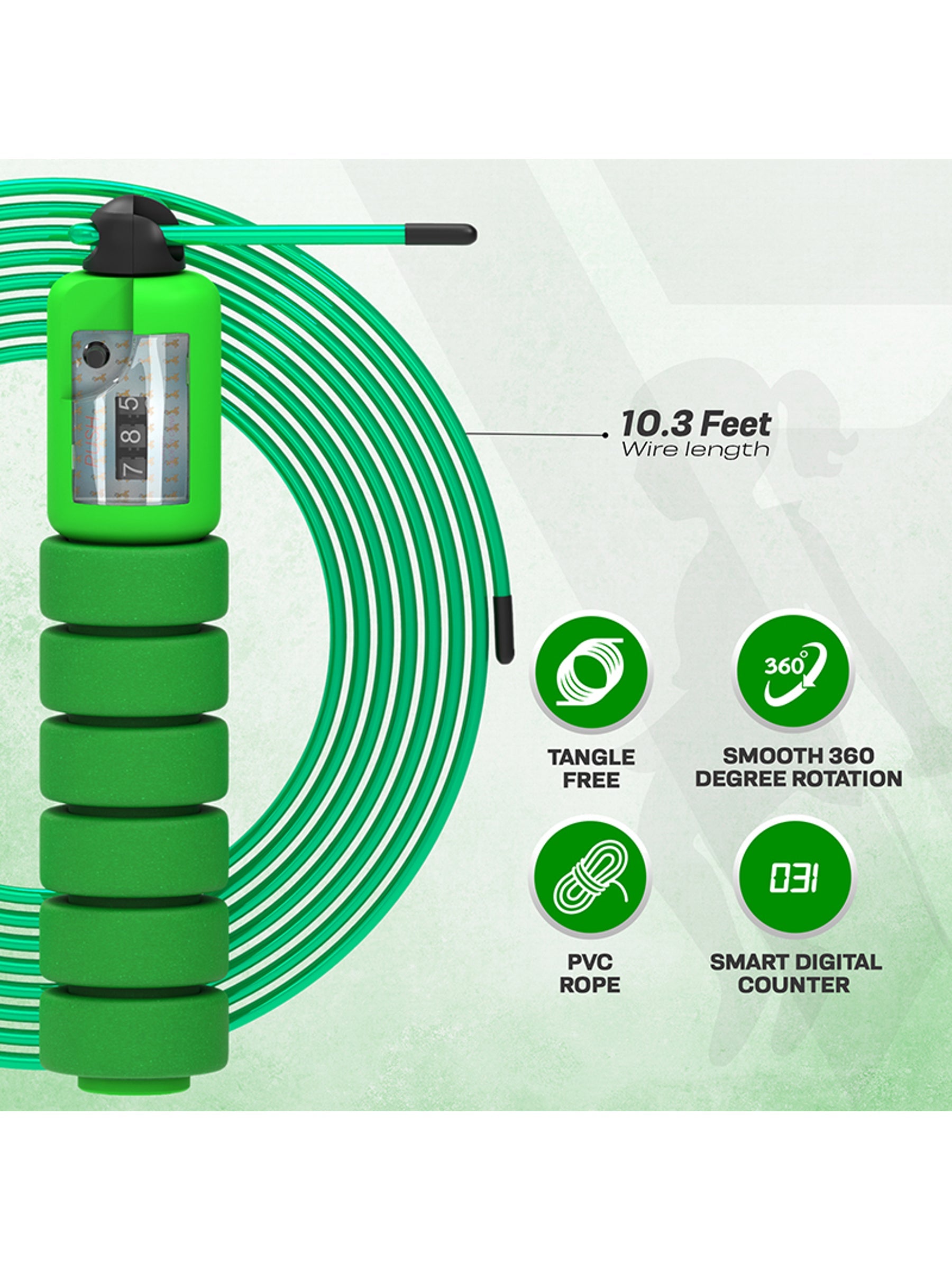 RDX FP Kids Adjustable Skipping Rope with Counter - Green