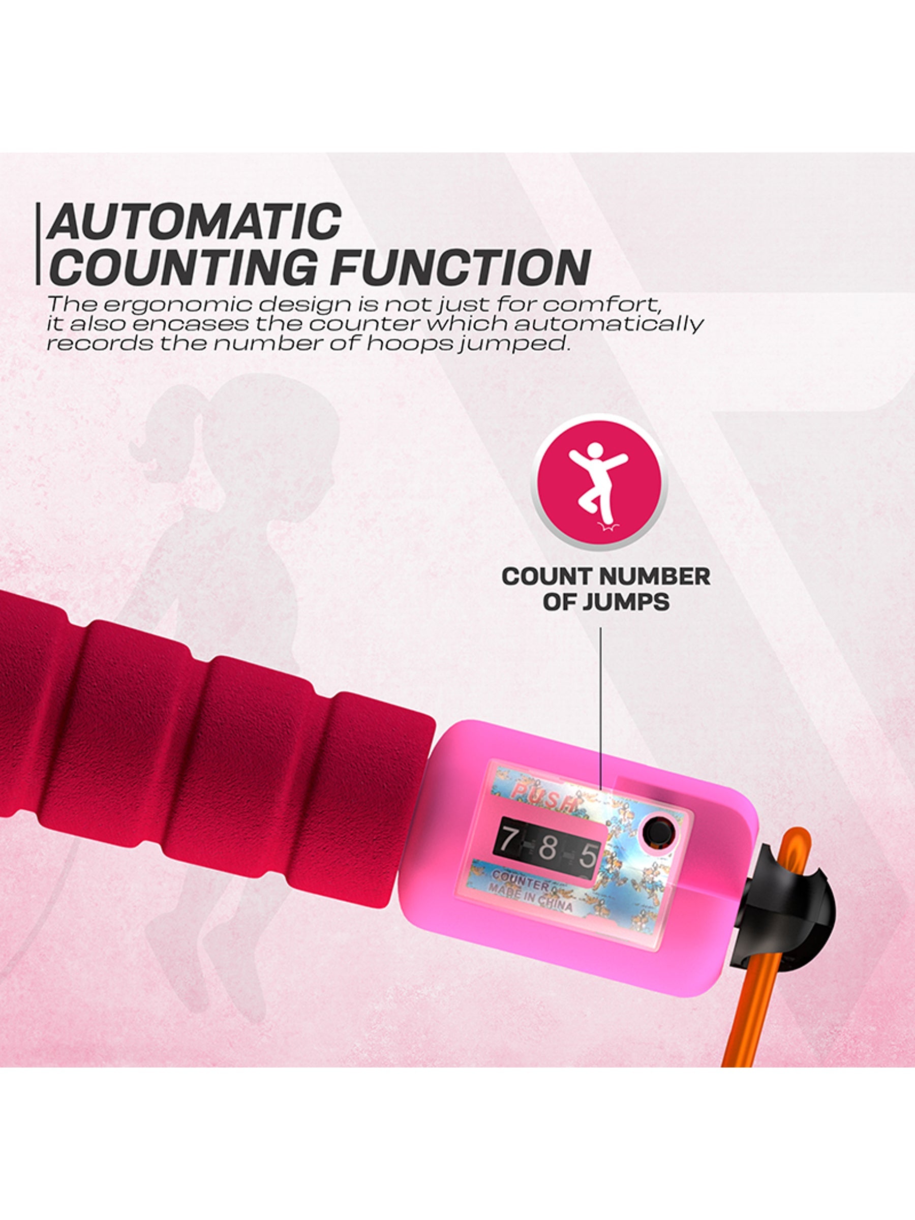 RDX FP Kids Adjustable Skipping Rope with Counter - Pink