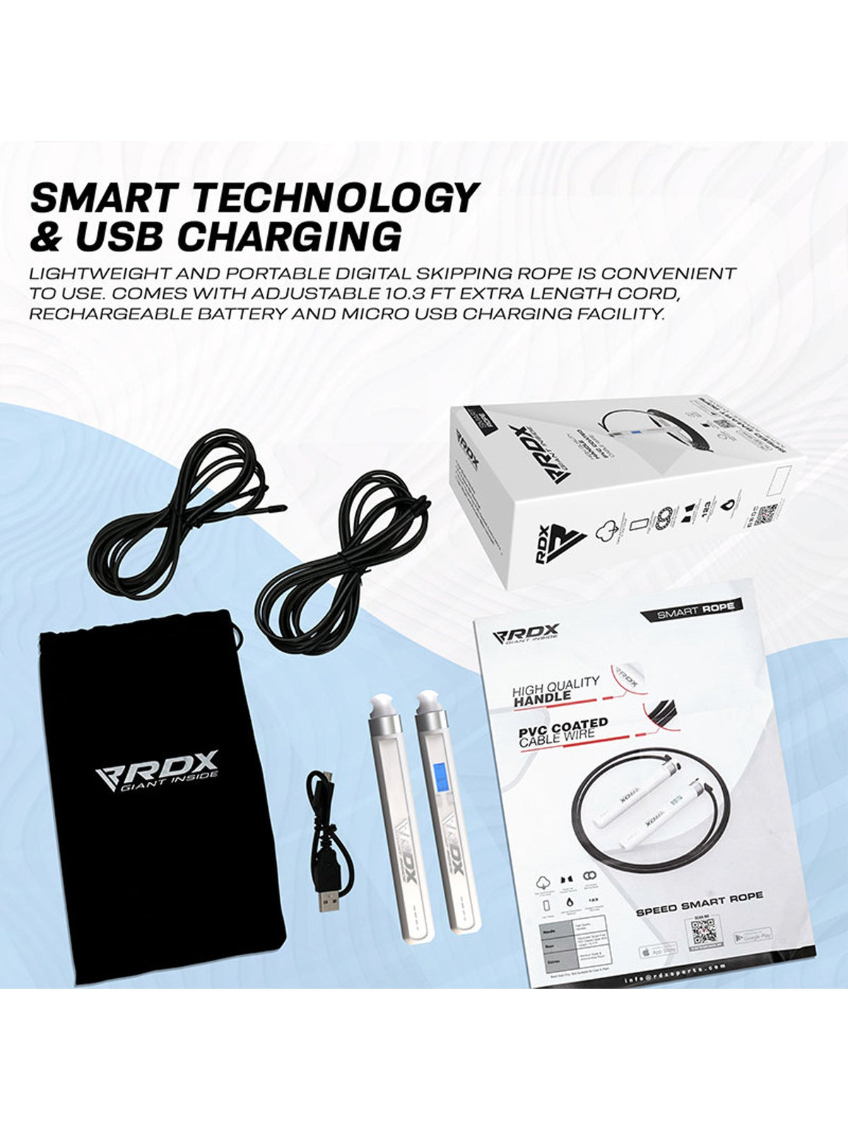 RDX 75P Rechargeable Smart Digital Counter Skipping Rope