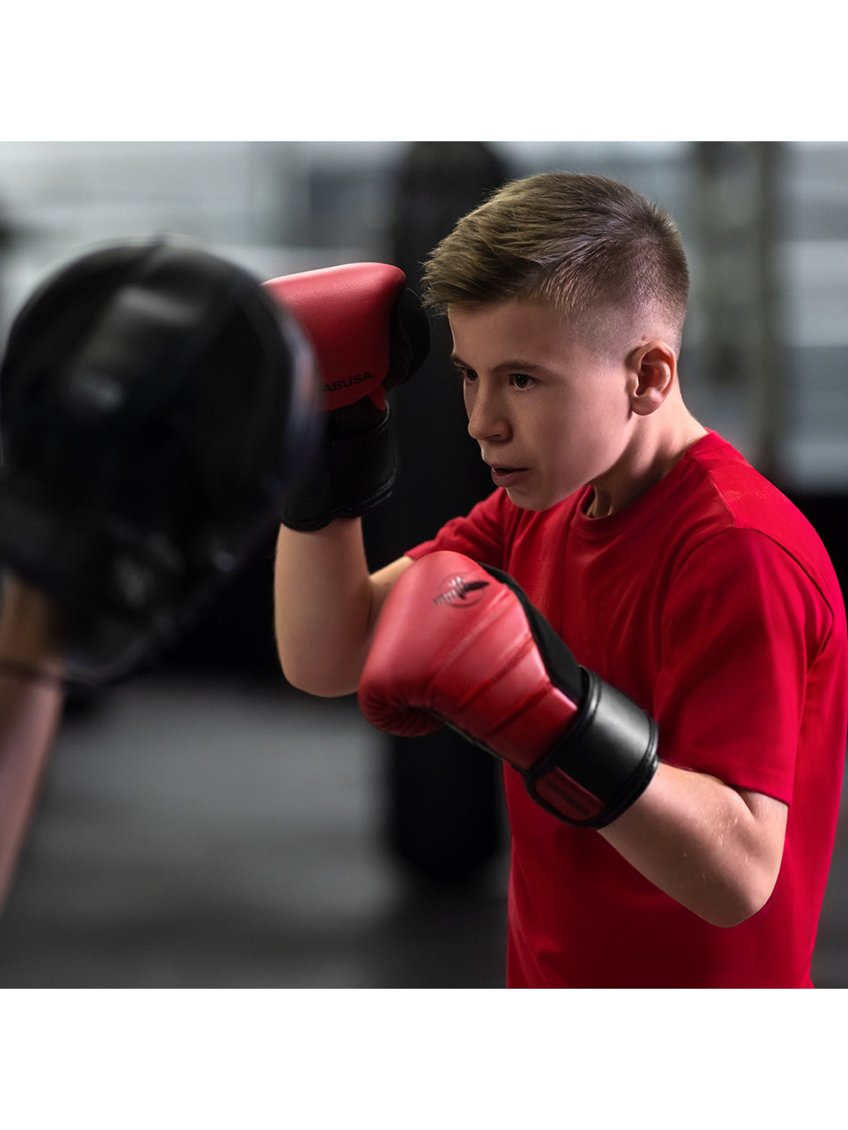 Hayabusa T3 Kids Boxing Gloves, red/black, image 5