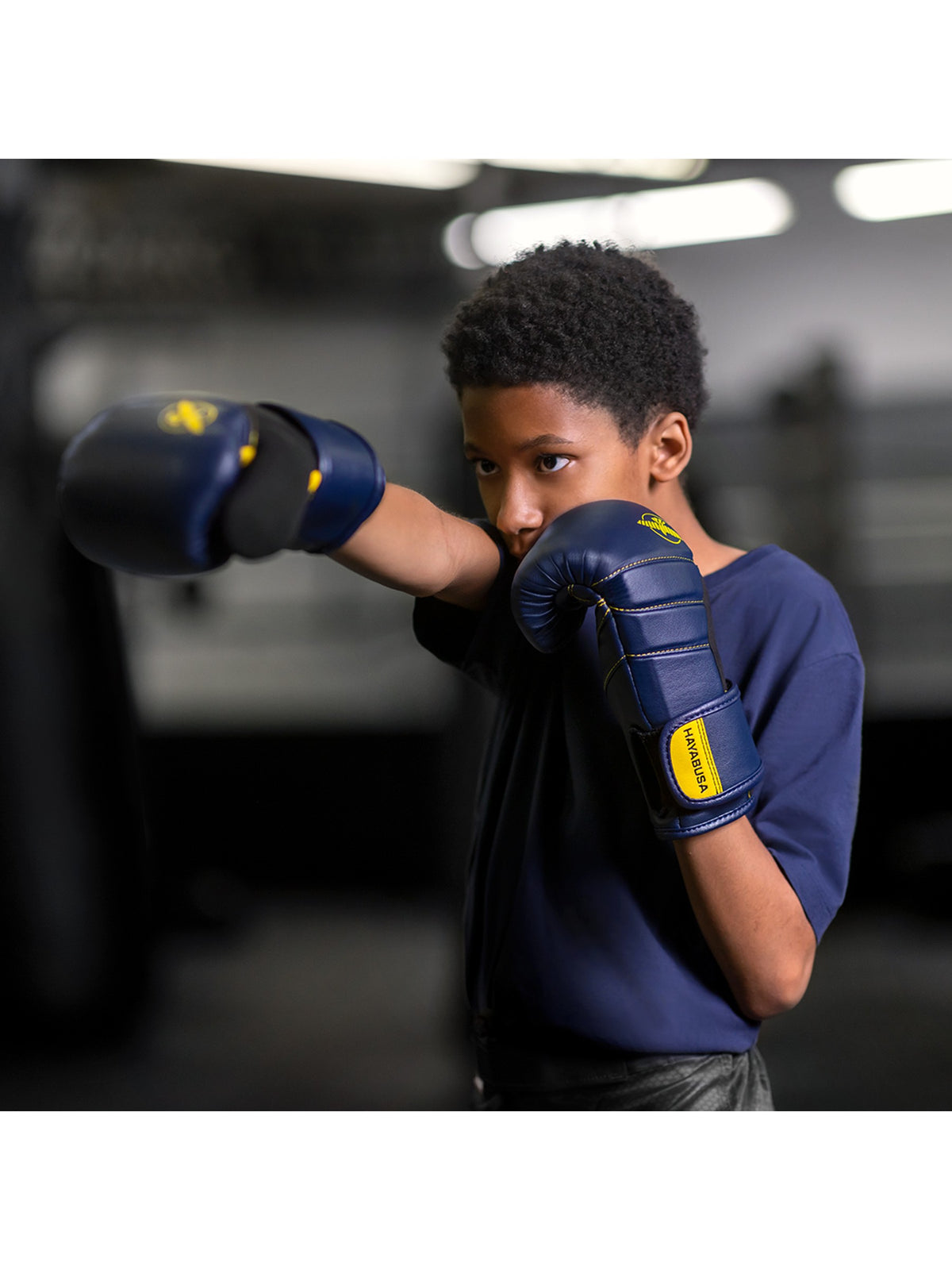 Hayabusa T3 Kids Boxing Gloves, navy/yellow, image 5