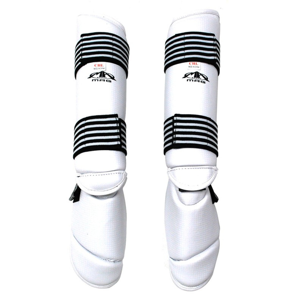 MAG Karate/TKD Vinyl Shin-Instep Guards Black & White