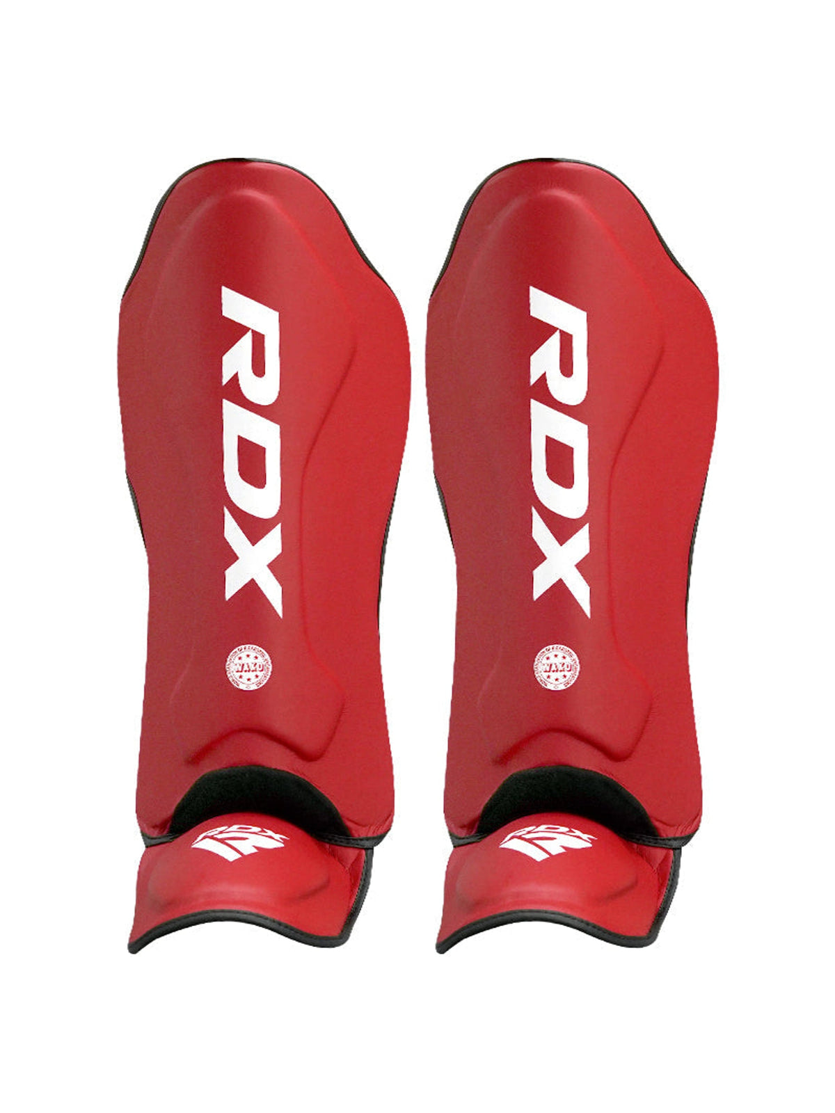 RDX WAKO Shin Instep T1 Super Skin Kickboxing Shin Guards - Red