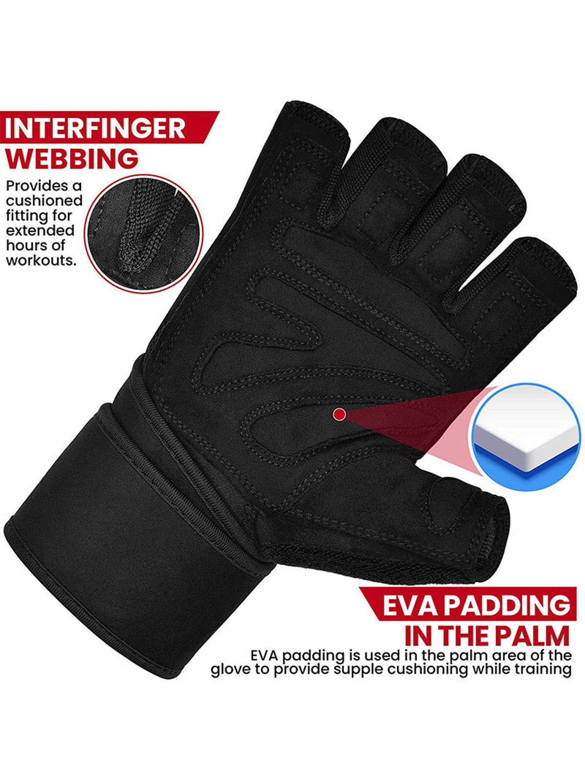 RDX L4 Open Finger Weightlifting Gym Gloves - Black